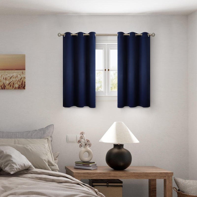 BGment Short 100% Blackout Curtains for Bedroom, Thermal Insulated Energy Efficiency Noise Reducing Grommet Curtains 54 Inch Length with Liner for Small Window 2 Panels Each 42 Inch Wide, Navy Blue - Image 2